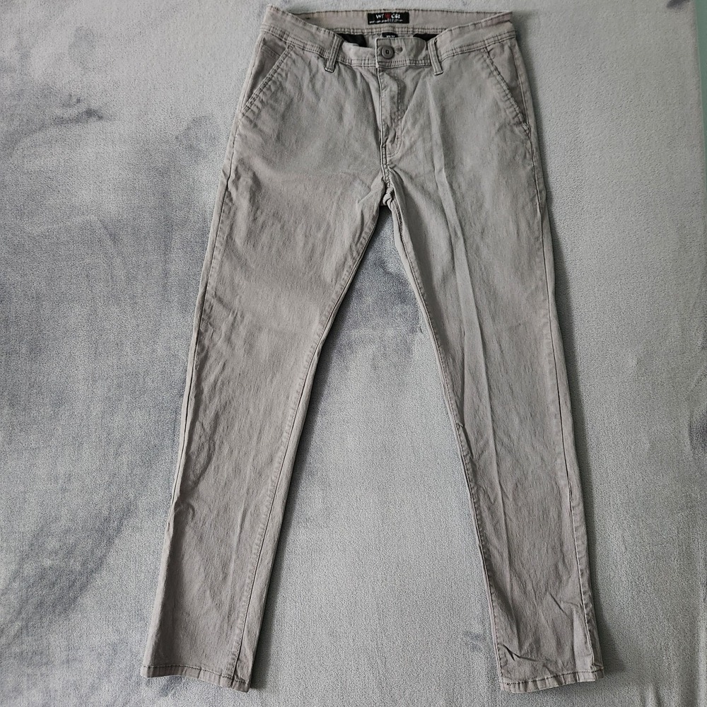 WT02 Jeans‎ Mens Size 34x32 Grey Denim Straight Stretch